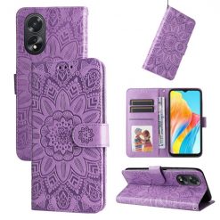 Kryty na mobil | Peňaženkové puzdro Embossing Pattern Slnečnica fialové – Oppo A38 | Kryty na mobil