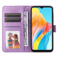 Kryty na mobil | Peňaženkové puzdro Embossing Pattern Slnečnica fialové – Oppo A38 | Kryty na mobil