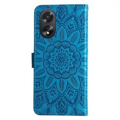 Kryty na mobil | Peňaženkové puzdro Embossing Pattern Slnečnica modré – Oppo A38 | Kryty na mobil