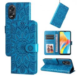Kryty na mobil | Peňaženkové puzdro Embossing Pattern Slnečnica modré – Oppo A38 | Kryty na mobil