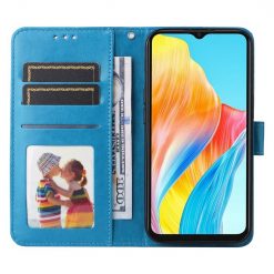 Kryty na mobil | Peňaženkové puzdro Embossing Pattern Slnečnica modré – Oppo A38 | Kryty na mobil