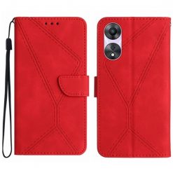Kryty na mobil | Peňaženkové puzdro Embossing Pattern Stitchy case červené – Oppo A38 | Kryty na mobil