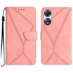 Kryty na mobil | Peňaženkové puzdro Embossing Pattern Stitchy case ružové – Oppo A38 | Kryty na mobil