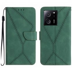 Kryty na mobil | Peňaženkové puzdro Embossing Pattern Stitchy case zelené – Xiaomi 13T / 13T Pro | Kryty na mobil
