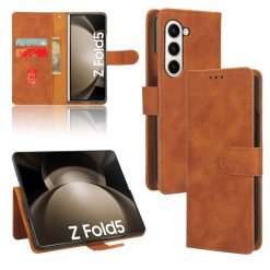 Peňaženkové puzdro Solid hnedé – Samsung Galaxy Z Fold 5 | Kryty na mobil Kryty na mobil | Peňaženkové puzdro Solid hnedé – Samsung Galaxy Z Fold 5 | Kryty na mobil