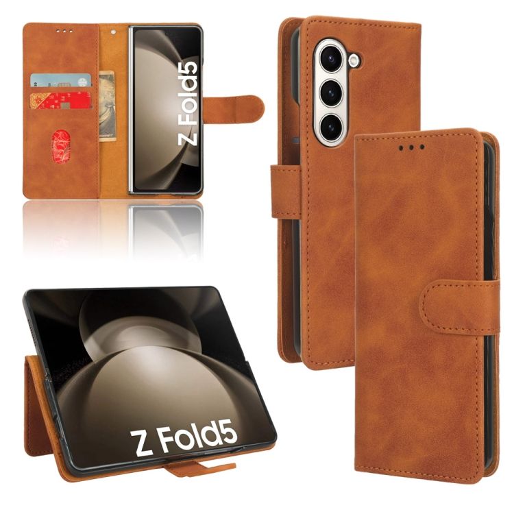 Peňaženkové puzdro Solid hnedé – Samsung Galaxy Z Fold 5 | Kryty na mobil Kryty na mobil | Peňaženkové puzdro Solid hnedé – Samsung Galaxy Z Fold 5 | Kryty na mobil