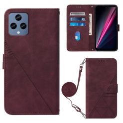 Kryty na mobil | Peňaženkové puzdro Embossing Pattern Cross bordové – T Phone / T Phone (2023) | Kryty na mobil