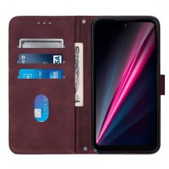 Kryty na mobil | Peňaženkové puzdro Embossing Pattern Cross bordové – T Phone / T Phone (2023) | Kryty na mobil