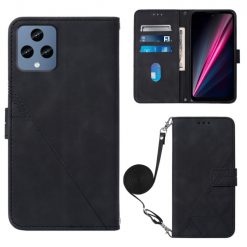 Kryty na mobil | Peňaženkové puzdro Embossing Pattern Cross čierne – T Phone / T Phone (2023) | Kryty na mobil