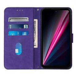 Peňaženkové puzdro Embossing Pattern Cross fialové – T Phone / T Phone (2023) | Kryty na mobil Kryty na mobil | Peňaženkové puzdro Embossing Pattern Cross fialové – T Phone / T Phone (2023) | Kryty na mobil