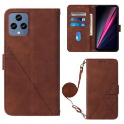 Kryty na mobil | Peňaženkové puzdro Embossing Pattern Cross hnedé – T Phone / T Phone (2023) | Kryty na mobil