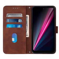 Kryty na mobil | Peňaženkové puzdro Embossing Pattern Cross hnedé – T Phone / T Phone (2023) | Kryty na mobil