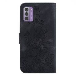 Peňaženkové puzdro Embossing Pattern Ľalia čierne – Nokia G42 | Kryty na mobil Kryty na mobil | Peňaženkové puzdro Embossing Pattern Ľalia čierne – Nokia G42 | Kryty na mobil