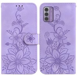 Kryty na mobil | Peňaženkové puzdro Embossing Pattern Ľalia fialové – Nokia G42 | Kryty na mobil