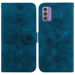 Kryty na mobil | Peňaženkové puzdro Embossing Pattern Ľalia modré – Nokia G42 | Kryty na mobil