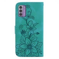 Peňaženkové puzdro Embossing Pattern Ľalia zelené – Nokia G42 | Kryty na mobil Kryty na mobil | Peňaženkové puzdro Embossing Pattern Ľalia zelené – Nokia G42 | Kryty na mobil