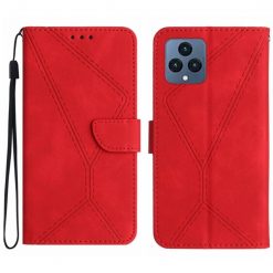 Kryty na mobil | Peňaženkové puzdro Embossing Pattern Stitchy case červené – T Phone / T Phone (2023) | Kryty na mobil