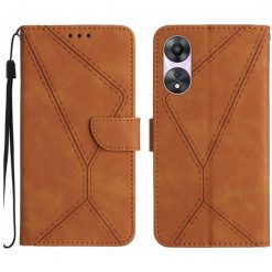 Kryty na mobil | Peňaženkové puzdro Embossing Pattern Stitchy case hnedé – Oppo A78 4G | Kryty na mobil