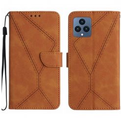Kryty na mobil | Peňaženkové puzdro Embossing Pattern Stitchy case hnedé – T Phone / T Phone (2023) | Kryty na mobil