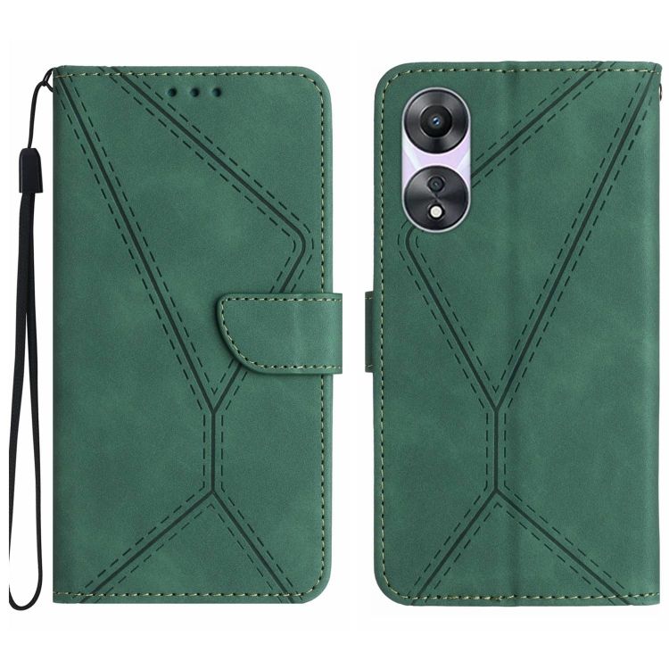 Peňaženkové puzdro Embossing Pattern Stitchy case zelené – Oppo A78 4G | Kryty na mobil Kryty na mobil | Peňaženkové puzdro Embossing Pattern Stitchy case zelené – Oppo A78 4G | Kryty na mobil