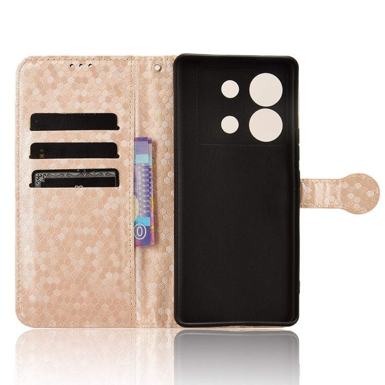 Peňaženkové puzdro Honeycomb Dot Texture Case zlaté – Infinix Zero 30 5G | Kryty na mobil Kryty na mobil | Peňaženkové puzdro Honeycomb Dot Texture Case zlaté – Infinix Zero 30 5G | Kryty na mobil