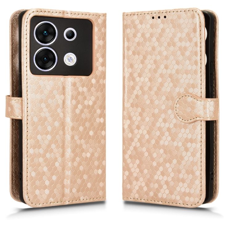 Peňaženkové puzdro Honeycomb Dot Texture Case zlaté – Infinix Zero 30 5G | Kryty na mobil Kryty na mobil | Peňaženkové puzdro Honeycomb Dot Texture Case zlaté – Infinix Zero 30 5G | Kryty na mobil
