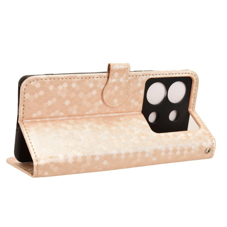 Peňaženkové puzdro Honeycomb Dot Texture Case zlaté – Infinix Zero 30 5G | Kryty na mobil Kryty na mobil | Peňaženkové puzdro Honeycomb Dot Texture Case zlaté – Infinix Zero 30 5G | Kryty na mobil