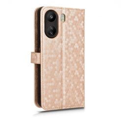 Kryty na mobil | Peňaženkové puzdro Honeycomb Dot Texture Case zlaté – Xiaomi Redmi 13C / Xiaomi Poco C65 | Kryty na mobil