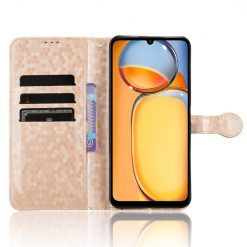 Kryty na mobil | Peňaženkové puzdro Honeycomb Dot Texture Case zlaté – Xiaomi Redmi 13C / Xiaomi Poco C65 | Kryty na mobil