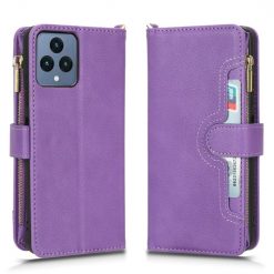 Kryty na mobil | Peňaženkové puzdro Litchi Wallet case fialové – T Phone / T Phone (2023) | Kryty na mobil