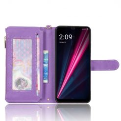 Kryty na mobil | Peňaženkové puzdro Litchi Wallet case fialové – T Phone / T Phone (2023) | Kryty na mobil