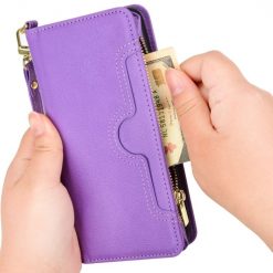Kryty na mobil | Peňaženkové puzdro Litchi Wallet case fialové – T Phone / T Phone (2023) | Kryty na mobil