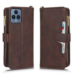 Kryty na mobil | Peňaženkové puzdro Litchi Wallet case hnedé – T Phone / T Phone (2023) | Kryty na mobil