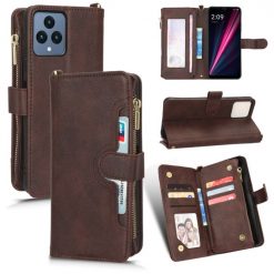 Kryty na mobil | Peňaženkové puzdro Litchi Wallet case hnedé – T Phone / T Phone (2023) | Kryty na mobil