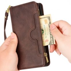 Kryty na mobil | Peňaženkové puzdro Litchi Wallet case hnedé – T Phone / T Phone (2023) | Kryty na mobil