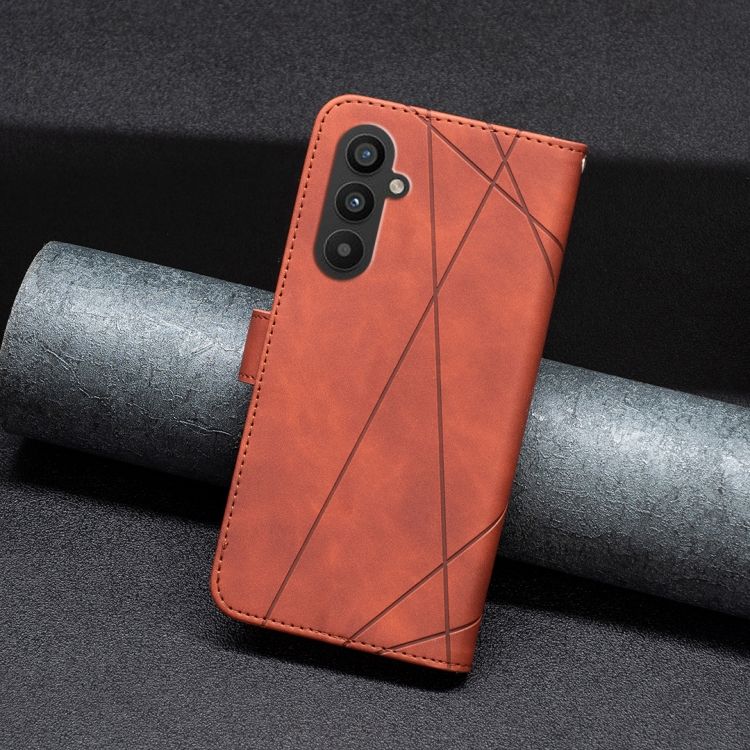 Knižkové puzdro Rhombus hnedé – Samsung Galaxy A25 5G | Kryty na mobil Kryty na mobil | Knižkové puzdro Rhombus hnedé – Samsung Galaxy A25 5G | Kryty na mobil