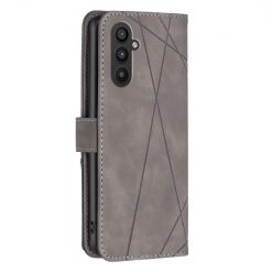 Knižkové puzdro Rhombus sivé – Samsung Galaxy A25 5G | Kryty na mobil Kryty na mobil | Knižkové puzdro Rhombus sivé – Samsung Galaxy A25 5G | Kryty na mobil