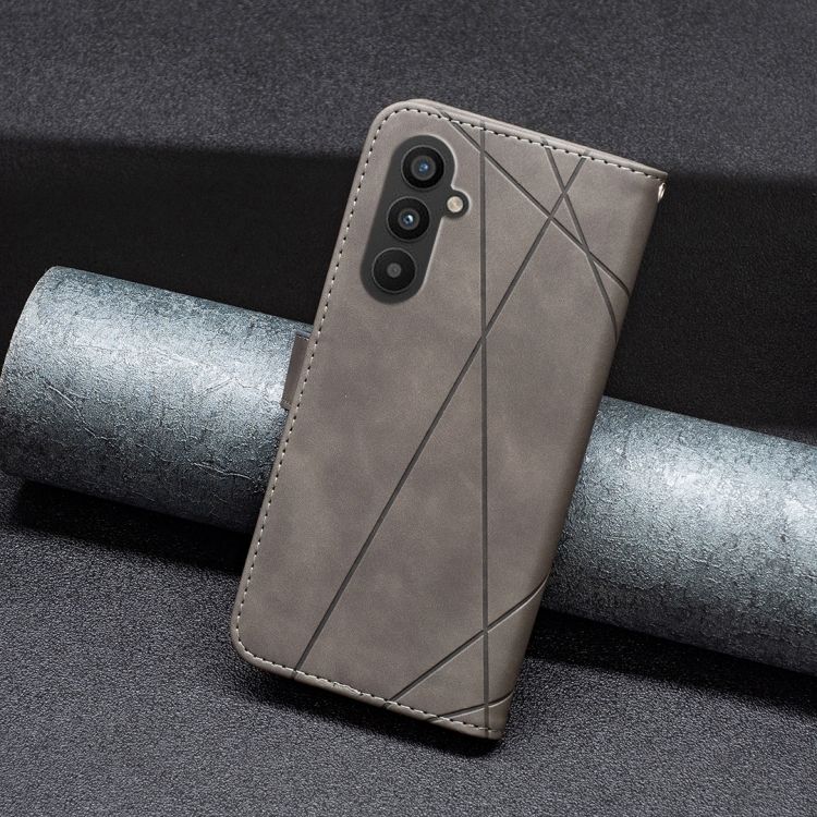 Knižkové puzdro Rhombus sivé – Samsung Galaxy A25 5G | Kryty na mobil Kryty na mobil | Knižkové puzdro Rhombus sivé – Samsung Galaxy A25 5G | Kryty na mobil