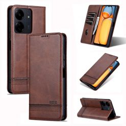 Kryty na mobil | Peňaženkové puzdro AZNS book case tmavohnedé – Xiaomi Redmi 13C / Xiaomi Poco C65 | Kryty na mobil