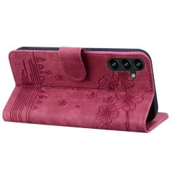 Kryty na mobil | Peňaženkové puzdro Embossing Pattern Mačka bordové – Samsung Galaxy A15 4G/5G | Kryty na mobil