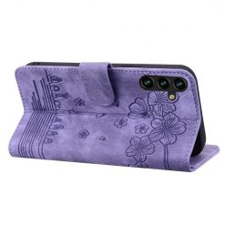 Kryty na mobil | Peňaženkové puzdro Embossing Pattern Mačka fialové – Samsung Galaxy A15 4G/5G | Kryty na mobil