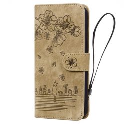 Kryty na mobil | Peňaženkové puzdro Embossing Pattern Mačka hnedé – Samsung Galaxy A15 4G/5G | Kryty na mobil