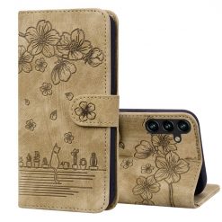 Peňaženkové puzdro Embossing Pattern Mačka hnedé – Samsung Galaxy A15 4G/5G | Kryty na mobil Kryty na mobil | Peňaženkové puzdro Embossing Pattern Mačka hnedé – Samsung Galaxy A15 4G/5G | Kryty na mobil