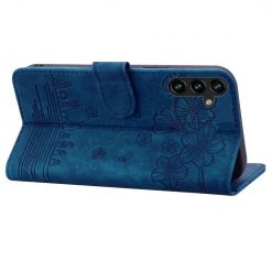 Kryty na mobil | Peňaženkové puzdro Embossing Pattern Mačka modré – Samsung Galaxy A15 4G/5G | Kryty na mobil