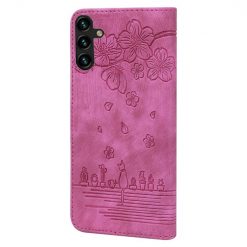 Kryty na mobil | Peňaženkové puzdro Embossing Pattern Mačka ružové – Samsung Galaxy A15 4G/5G | Kryty na mobil