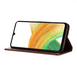 Peňaženkové puzdro Embossing Pattern Motýľ a kvet hnedé – Samsung Galaxy A05s | Kryty na mobil Kryty na mobil | Peňaženkové puzdro Embossing Pattern Motýľ a kvet hnedé – Samsung Galaxy A05s | Kryty na mobil