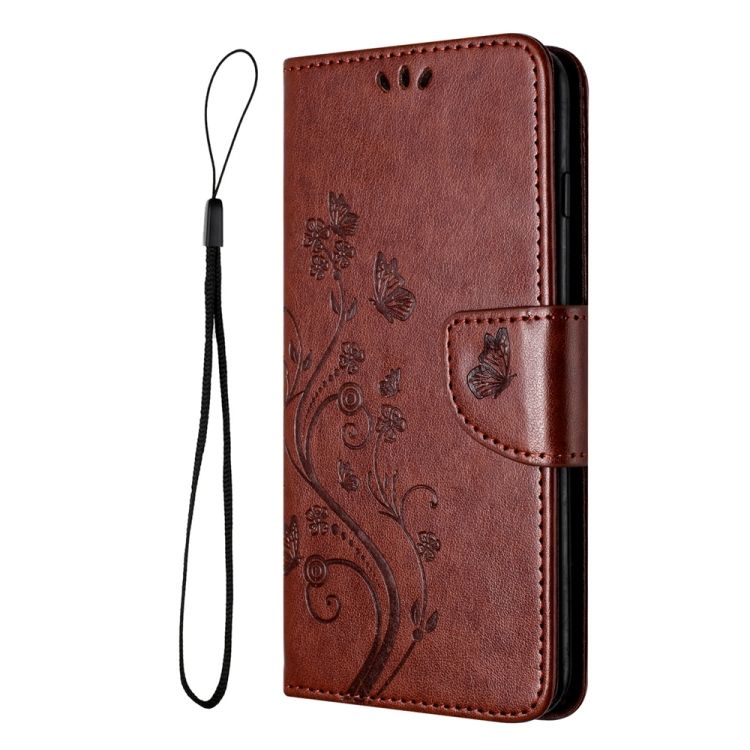 Peňaženkové puzdro Embossing Pattern Motýľ a kvet hnedé – Samsung Galaxy A05s | Kryty na mobil Kryty na mobil | Peňaženkové puzdro Embossing Pattern Motýľ a kvet hnedé – Samsung Galaxy A05s | Kryty na mobil