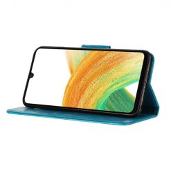 Kryty na mobil | Peňaženkové puzdro Embossing Pattern Motýľ a kvet modré – Samsung Galaxy A15 4G/5G | Kryty na mobil