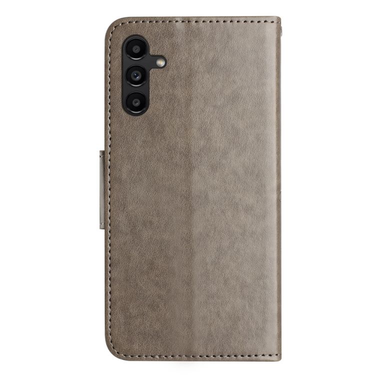 Peňaženkové puzdro Embossing Pattern Motýľ a kvet sivé – Samsung Galaxy A05s | Kryty na mobil Kryty na mobil | Peňaženkové puzdro Embossing Pattern Motýľ a kvet sivé – Samsung Galaxy A05s | Kryty na mobil