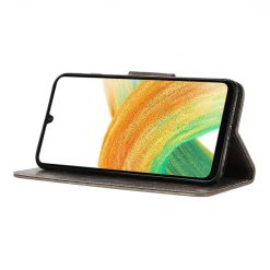 Peňaženkové puzdro Embossing Pattern Motýľ a kvet sivé – Samsung Galaxy A05s | Kryty na mobil Kryty na mobil | Peňaženkové puzdro Embossing Pattern Motýľ a kvet sivé – Samsung Galaxy A05s | Kryty na mobil